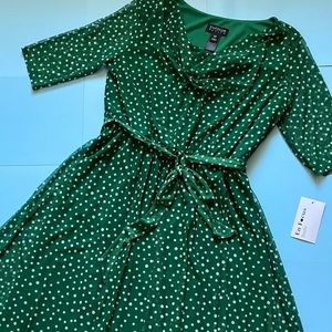 green dress white dots